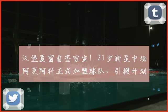 汉堡夏窗首签官宣!21岁新星中场阿莫阿科正式加盟球队,引援计划启动